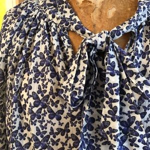 We Are Sundays Butterfly Peasant top Bow Blouse Violet Size 3 Large